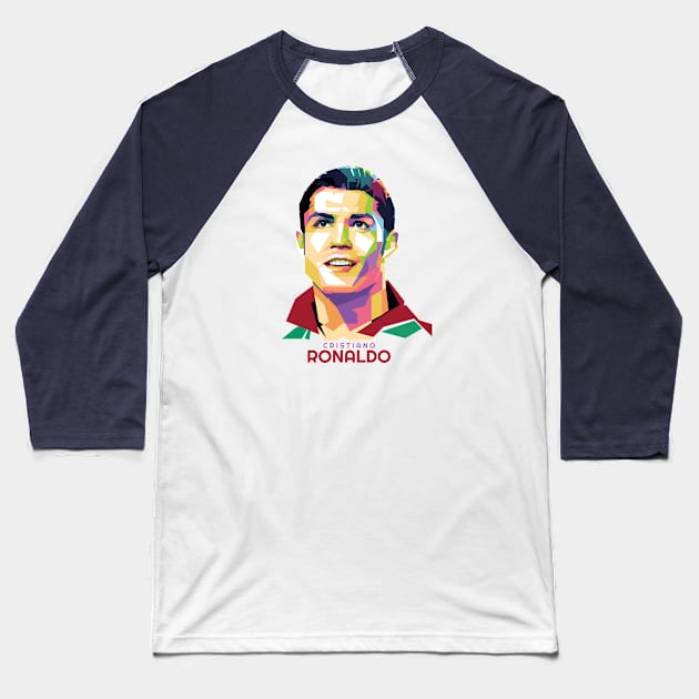 Geometric Celebrity Cristiano Ronaldo Baseball T-Shirt by Rebus28